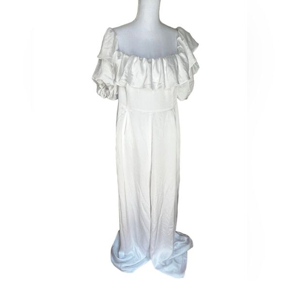 BHLDN X FAME AND PARTNERS TASSIAH JUMPSUIT- SIZE 16 White Occasion Wedding - Picture 3 of 7